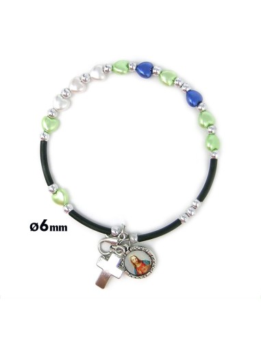 Brazalete Corazones De Colores Perlados 6mm