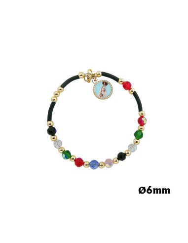 Brazalete Cristal Multicolor 6mm Con Caucho
