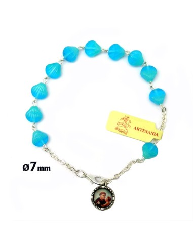 Brazalete Cristal Azul Conchas Santiago 7mm