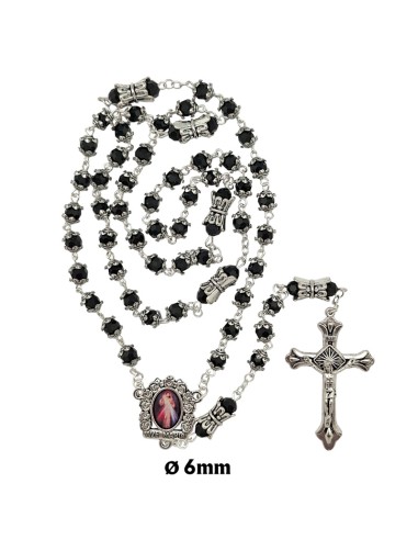 Rosario Cristal Tallado 6Mm Negro Con...