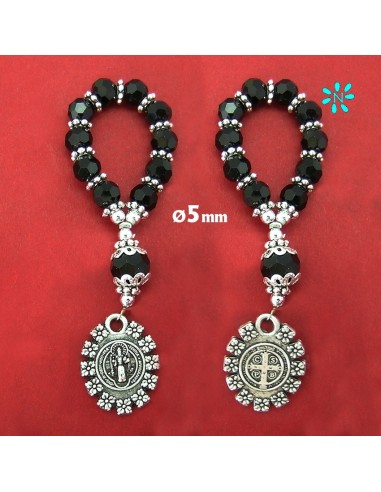 Rosario Decena Dedo Cristal Negro San Benito