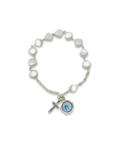 Brazalete Cristal Blanco Conchas Santiago 7mm