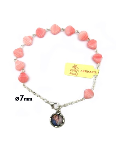 Brazalete Cristal Rosa Conchas Santiago 7mm
