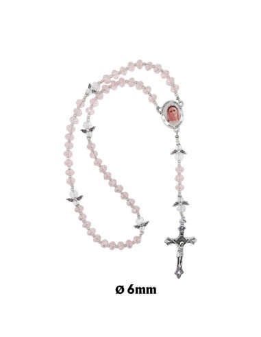 Rosario Cristal Tallado Rosa 6X4mm...