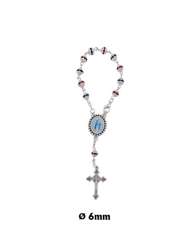 Decena cristal rojo y azul 6mm con copetas
