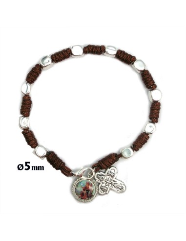 Brazalete Cuerda Con Cubos 5mm De Metal Del Peregrino