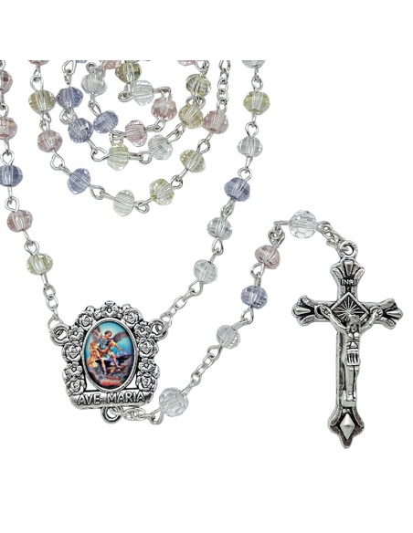 Rosario Cristal Tallado 6Mm Colores Surtidos Claros Corte Laminado