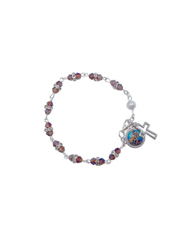 Pulsera Cristal Morado 4mm Doble Con...