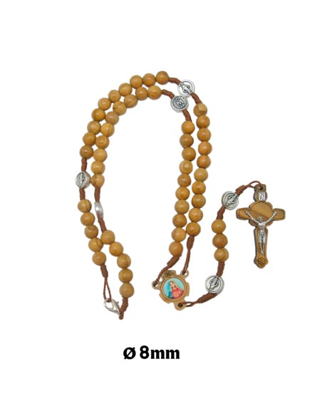 Rosario Madera Olivo 7mm Con Paters Metal Y Mosqueton Personalizar