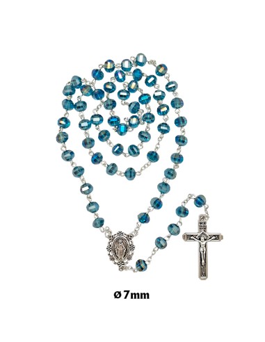 Rosario Cristal Tallado 8X7mm Azul...