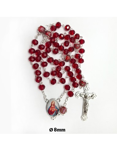 Rosario Cristal Tallado 8x6mm Rojo...