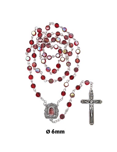 Rosario Cristal Tallado 6Mm Rojo...