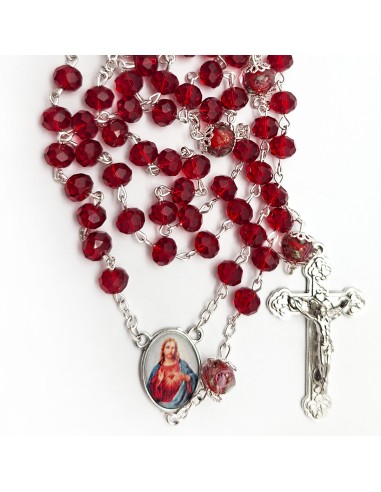 Rosario Cristal Tallado 8x6mm Rojo...
