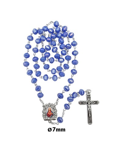 Rosario Cristal Tallado 8X7mm Azul...