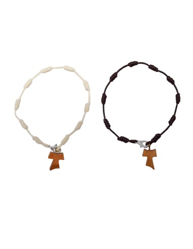 Brazalete Del Peregrino Nudos Cuerda Con Tau Y Mosqueton