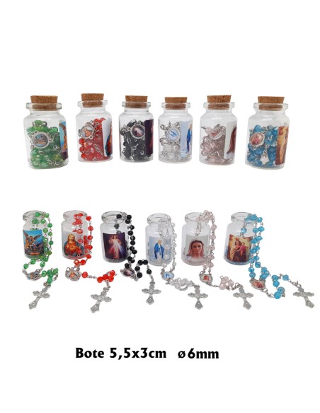 Rosario Cristal Tallado 6X4mm En Bote Cristal Con Tapon Corcho Varios Colores