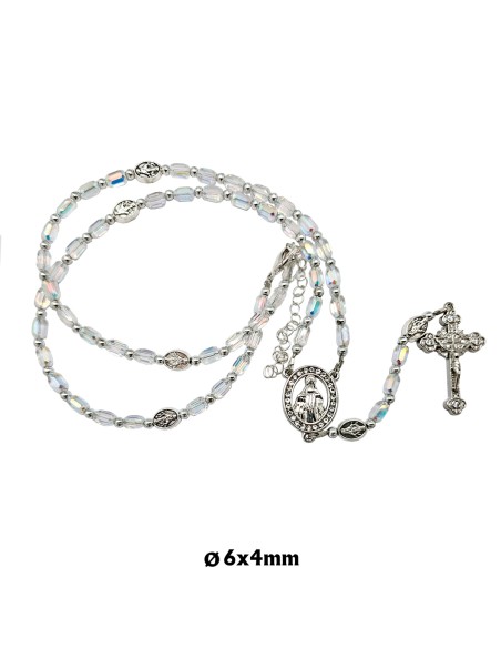 Rosario Cristal Tallado 5Mm Virgen Milagrosa trasparente maria especial