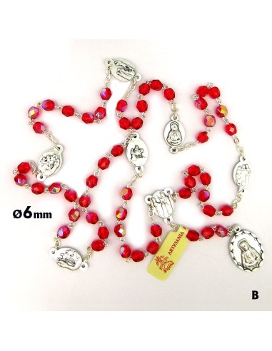 Rosario Cristal Liso 6Mm Rojo Con...