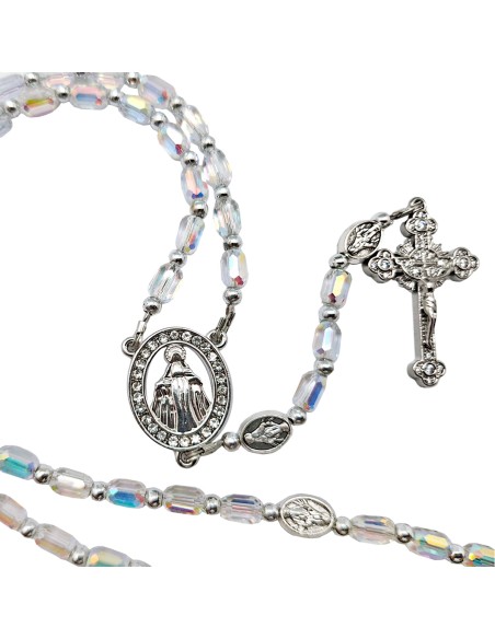 Rosario Cristal Tallado 5Mm Virgen Milagrosa trasparente maria especial