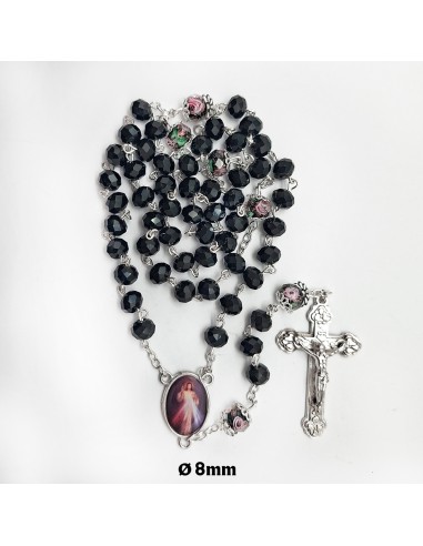 Rosario Cristal Tallado 8x6mm negro...