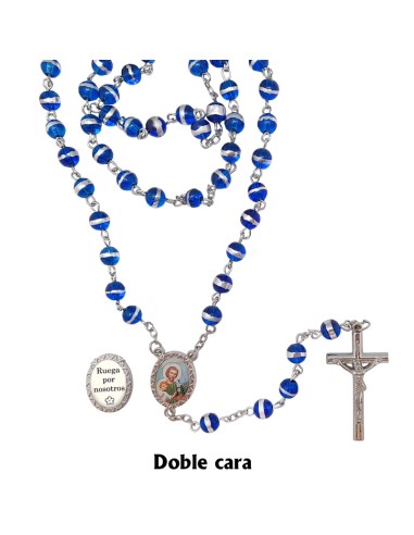 Rosario Cristal Liso 8Mm Azul Color...