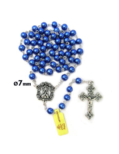 Rosario Cristal Liso 7Mm Azul Intenso