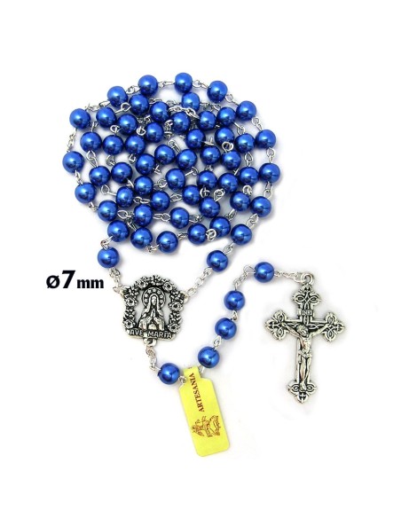 Rosario Cristal Liso 7Mm Azul Intenso