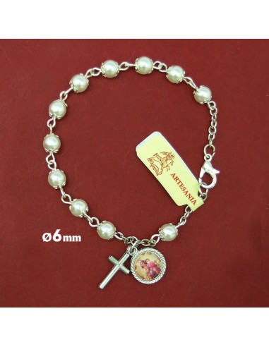 Rosario Brazalete Cristal 8mm Rojo Piedra Corazon Con Cierre Magnetico