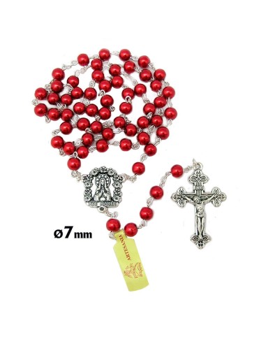 Rosario Cristal Liso 7Mm Rojo Intenso