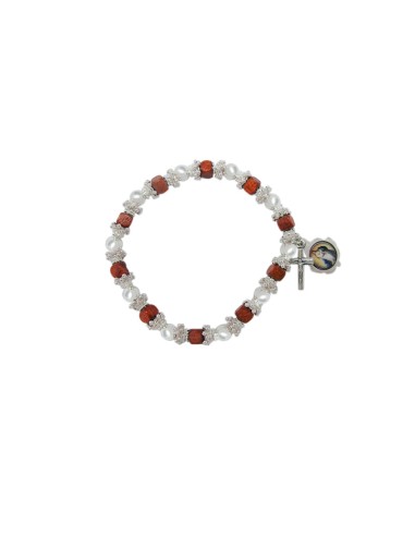 Brazalete Elastico Madera Y Metal 6mm Con Discos Metal
