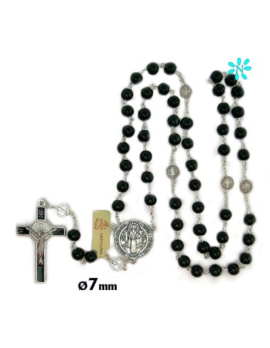 Rosario Cristal Negro 7Mm San Benito...