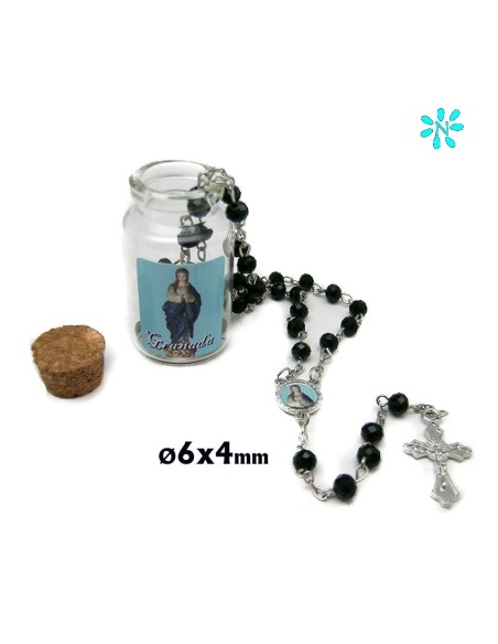 Rosario Cristal Tallado 6X4mm En Bote Cristal Con Tapon Corcho Varios Colores