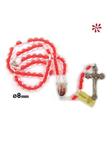 Rosario Cristal Liso 8Mm Rojo Color...