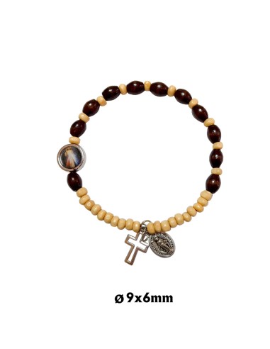 Brazalete Cristal Azul Elastico Medalla Virgen Milagrosa