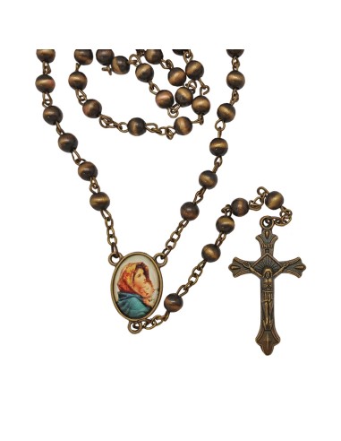 Rosario Cristal Liso Marron Con...