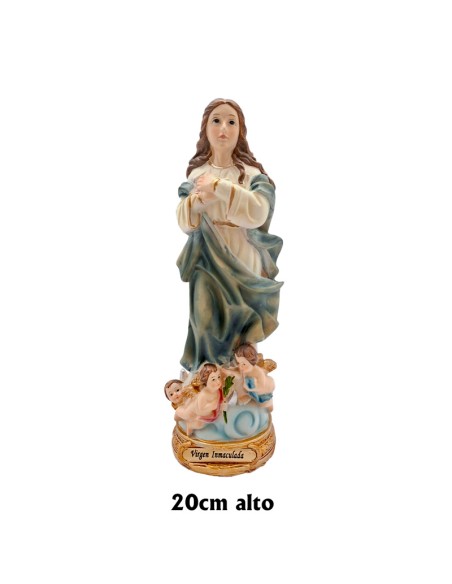 Virgen Inmaculada Res 20Cm Pj15 Base Redonda Dorada Con Nombre