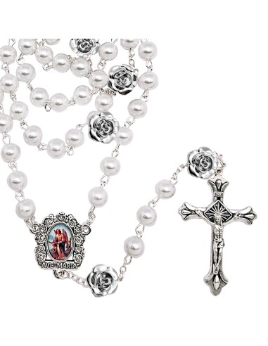 Rosario Cristal Liso Blanco 8Mm Con...