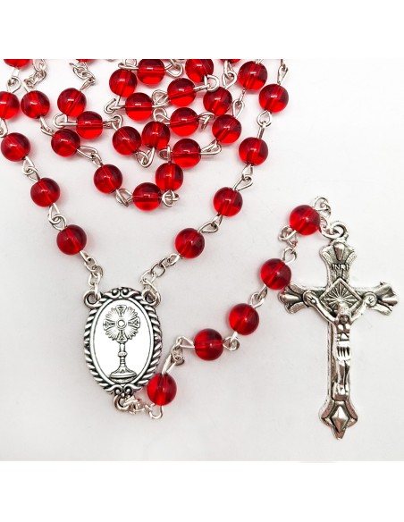 Rosario Cristal Liso rojo 6Mm San Carlo Acutis