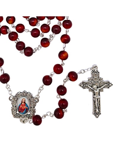 Rosario Cristal Liso 6Mm Rojo Intenso...