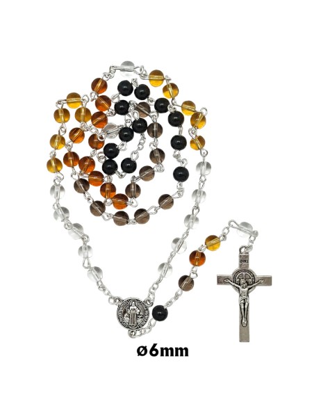 Rosario Cristal Liso 6Mm San Benito Multicolor Fases De Trasparente A Negro
