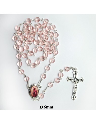 Rosario Cristal Liso 6Mm rosa Claro
