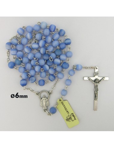 Rosario Cristal Liso 6Mm Redondo Azul