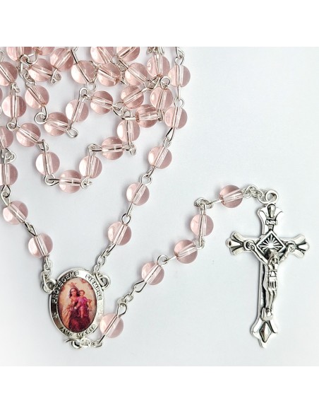 Rosario Cristal Liso 6Mm rosa Claro