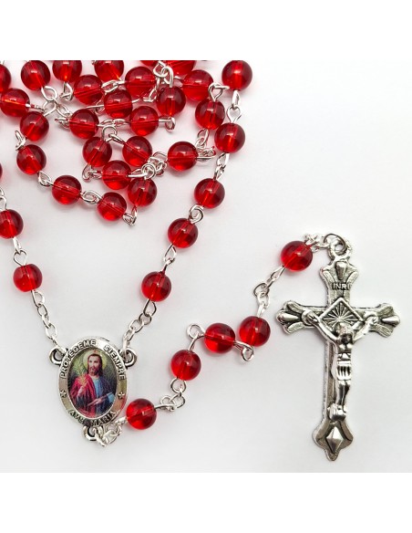 Rosario Cristal Liso 6Mm rojo traslucido