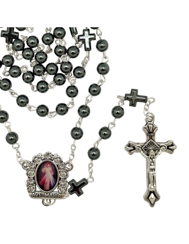 Rosario Hematita Liso 6Mm Paters Cruz...