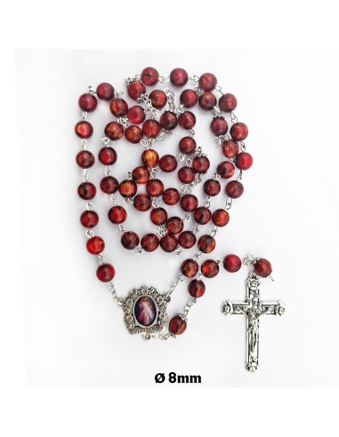 Rosario Cristal Liso 8Mm rojo intenso...