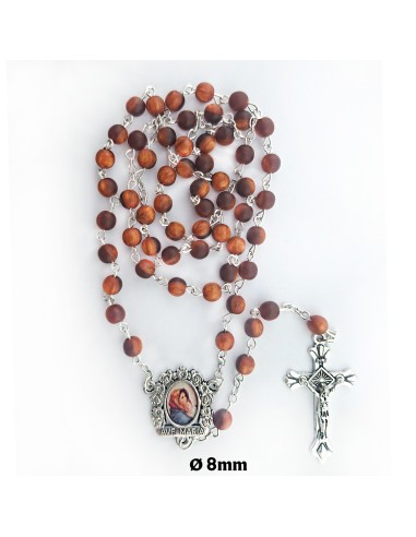 Rosario Cristal Liso 6Mm marron dos...