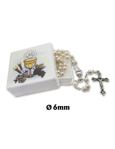 Rosario Cristal 6Mm Imitacion Perla...