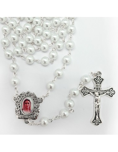 Rosario Cristal perla 7mm blanca