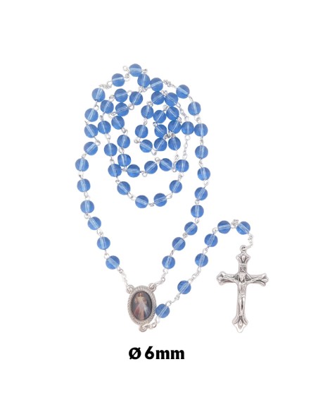 Rosario Cristal Liso 6Mm Azul Claro